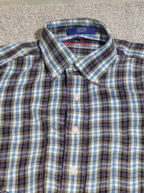 Alan Flusser long sleeve plaid shirt size L Large